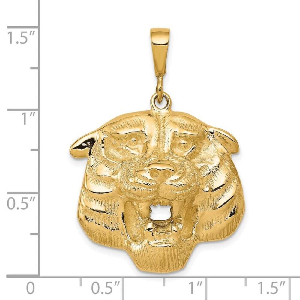 10k Yellow Gold Solid Polished Tiger Head Charm - image 7